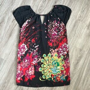 Vintage Meghan Los Angeles colorful wearable art silk dress